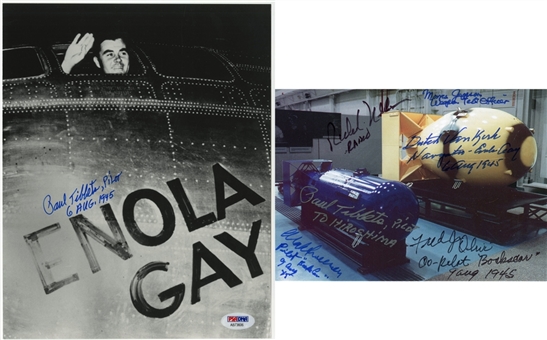 Lot of (2) Enola Gay and Bocks Car Crew Signed Photos (PSA/DNA)